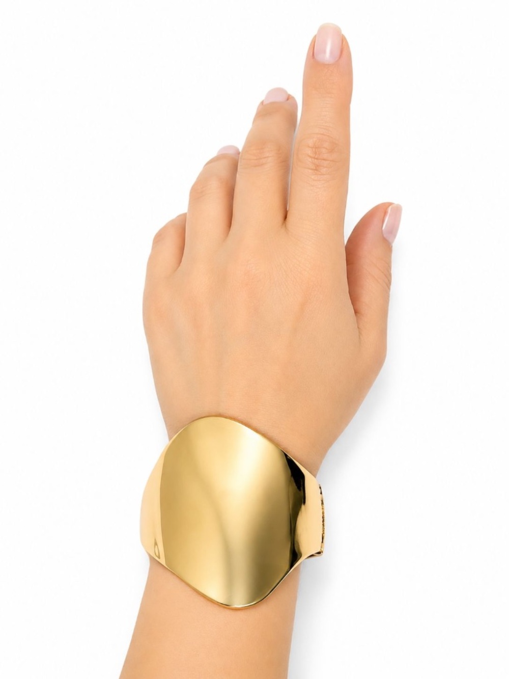 Wide Cuff Bracelet for Women, Gold Tone Statement Bracelet, Chunky Gift Wedding